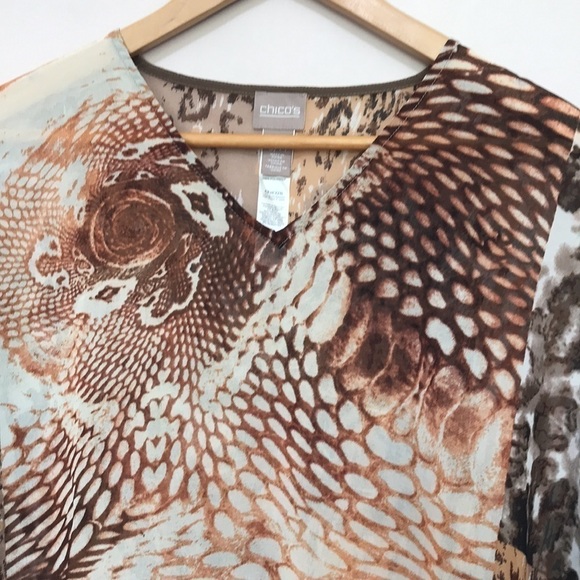 CHICO’S brown tan animal print kimono size S/M - Picture 2 of 9